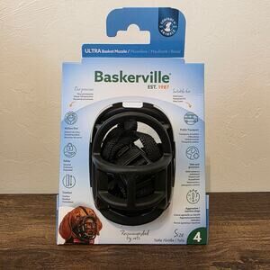 Baskerville Ultra Basket Muzzle Size 4 Black Dog Muzzle Adjustable New in Box